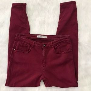 ZARA BASIC RED MID RISE SIZE 10 SKINNY JEANS